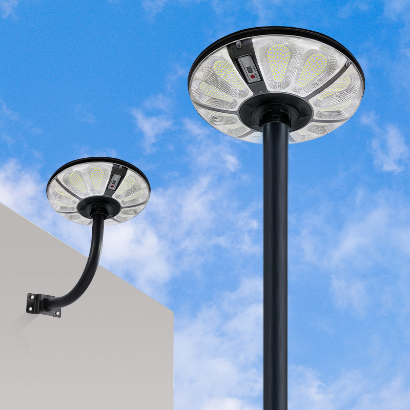 Ufo Solar Garden Light သည် 360 ဒီဂရီ အလင်းရောင်တစ်ခုထဲတွင် အားလုံးပါဝင်သည့် နေရောင်ခြည်စွမ်းအင်သုံး လမ်းမီး