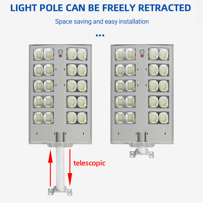 100w 200w 300w All in One Solar Led Street Light ဖြင့် Telescopic Light Pole